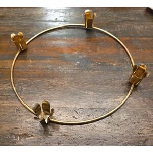 Vintage Brass Ring Taper Candle Holder Centerpiece 4 Cup Tulip Wreath Minimalist